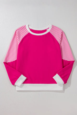 Striped Round Neck Long Sleeve Sweatshirt - 1985 the VAULT Boutique