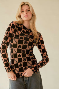 Davi & Dani Heart Print Long Sleeve Top - 1985 the VAULT Boutique