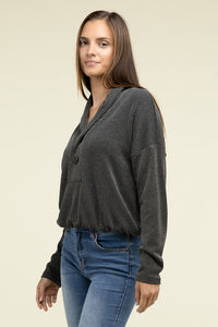 Textured Line Elastic Waist Pullover Top - 1985 the VAULT Boutique