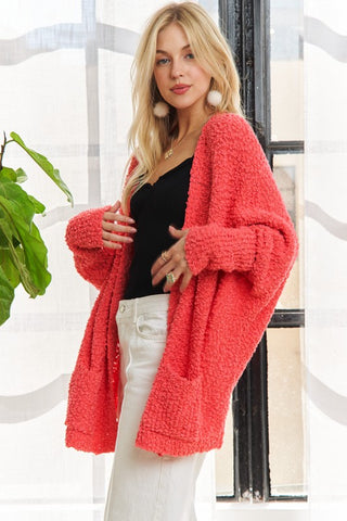 ADORA Popcorn Knit Open Front Long Sleeve Cardigan - 1985 the VAULT Boutique