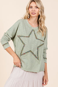 Mittoshop Mineral Wash Star Patch Long Sleeve T-Shirt - 1985 the VAULT Boutique