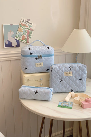 3 Piece Bow Quilted Cloth Storage Bag Set - 1985 the VAULT Boutique