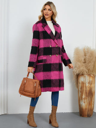 Plaid Double-Breasted Long Sleeve Coat - 1985 the VAULT Boutique