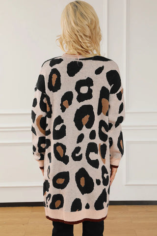 Leopard Open Front Long Sleeve Cardigan - 1985 the VAULT Boutique