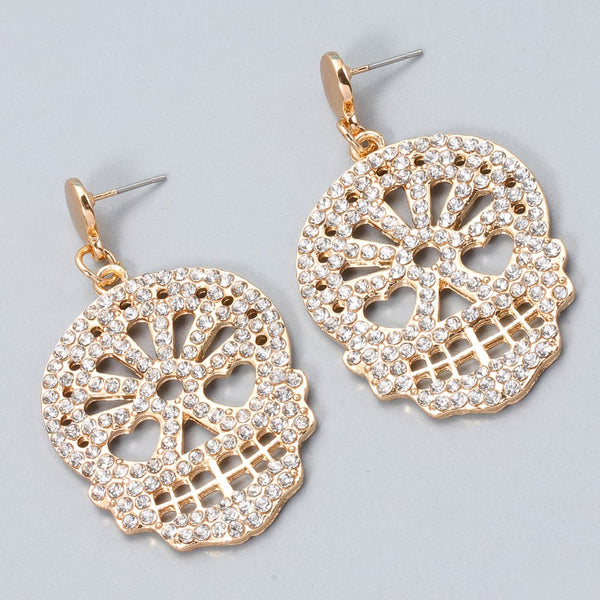 Skull Rhinestone Alloy Earrings - 1985 the VAULT Boutique