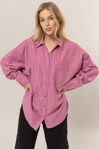 HYFVE Stripe Button Down Long Sleeve Oversized Shirt - 1985 the VAULT Boutique