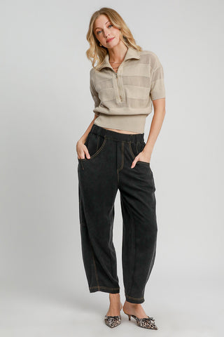 Umgee Elastic Waist Baggy Fit Pants with Pockets - 1985 the VAULT Boutique