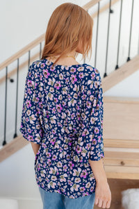 Dearest Dreamer Peplum Top in Navy Floral - Happily Ever Atchison Shop Co.