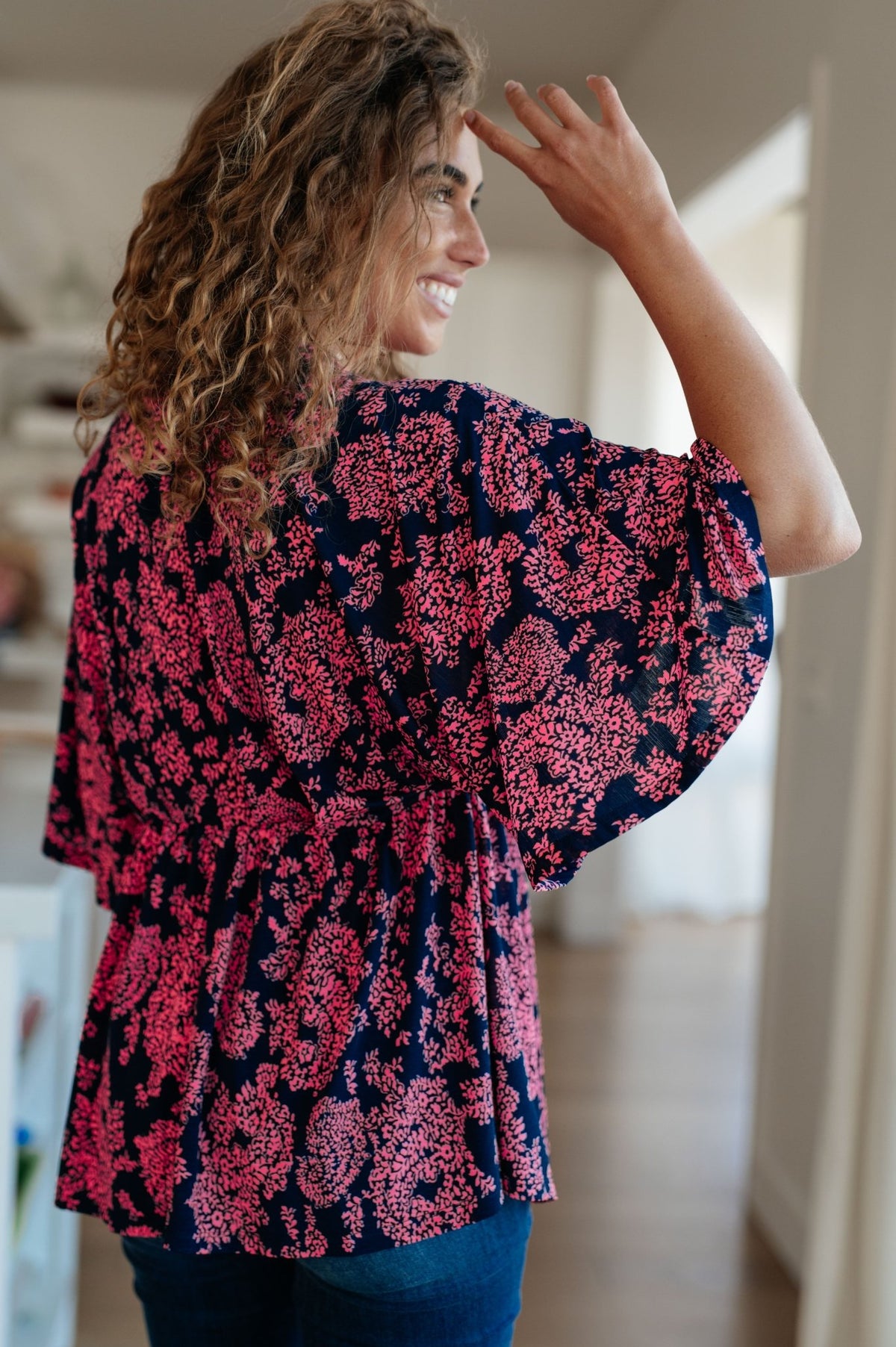 Dearest Dreamer Peplum Top in Pink Paisley - Happily Ever Atchison Shop Co.