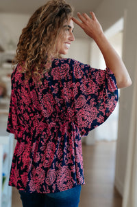 Dearest Dreamer Peplum Top in Pink Paisley - Happily Ever Atchison Shop Co.