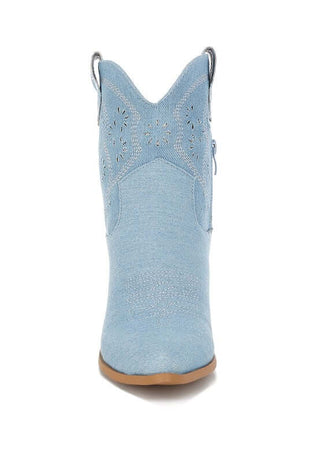 Nigara Cut Out Detail Denim Cowgirl Boots - 1985 the VAULT Boutique