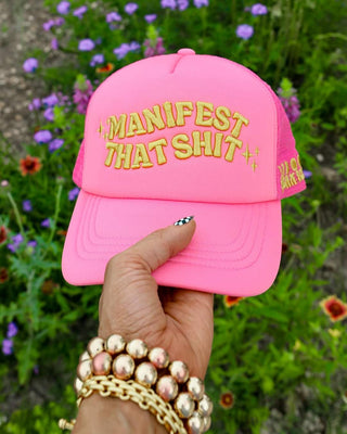 PINK"MANIFEST THAT SHIT" TRUCKER HAT - 1985 the VAULT Boutique