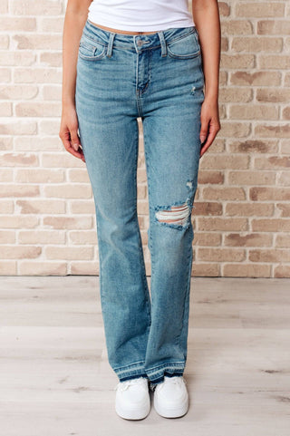 Isla Mid Rise Distressed Released Hem Bootcut Jeans - 1985 the VAULT Boutique