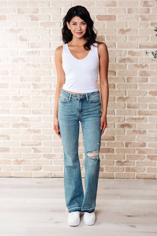 Isla Mid Rise Distressed Released Hem Bootcut Jeans - 1985 the VAULT Boutique