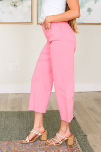 Lisa High Rise Control Top Wide Leg Crop Jeans in Pink - 1985 the VAULT Boutique