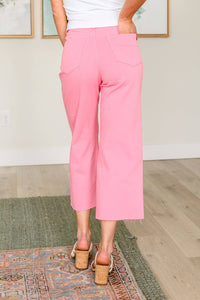 Lisa High Rise Control Top Wide Leg Crop Jeans in Pink - 1985 the VAULT Boutique