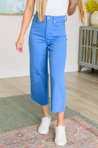 Lisa High Rise Control Top Wide Leg Crop Jeans in Sky Blue - 1985 the VAULT Boutique