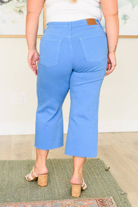 Lisa High Rise Control Top Wide Leg Crop Jeans in Sky Blue