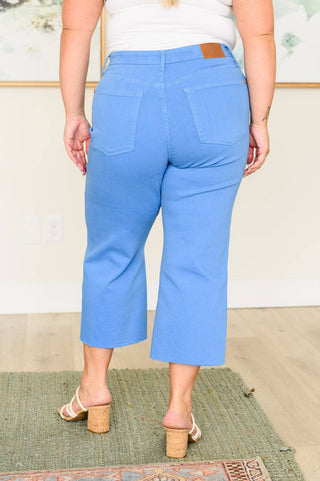 Lisa High Rise Control Top Wide Leg Crop Jeans in Sky Blue - 1985 the VAULT Boutique