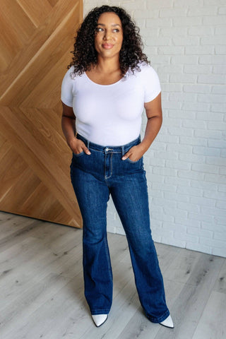 Mavis High Rise Side Seam Detail Flare Jeans - 1985 the VAULT Boutique