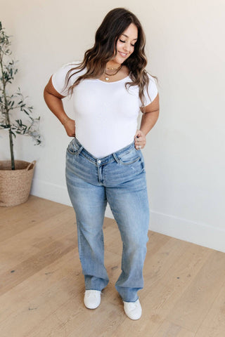 Mildred High Rise V Front Waistband Straight Jeans - 1985 the VAULT Boutique