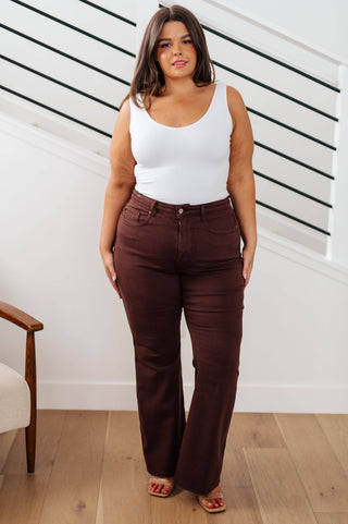 Sienna High Rise Control Top Flare Jeans in Espresso - 1985 the VAULT Boutique