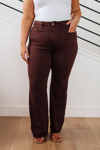 Sienna High Rise Control Top Flare Jeans in Espresso - 1985 the VAULT Boutique