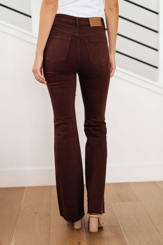 Sienna High Rise Control Top Flare Jeans in Espresso - 1985 the VAULT Boutique