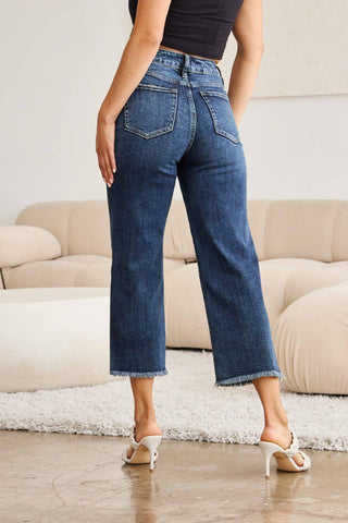 RFM Full Size Tummy Control High Waist Raw Hem Jeans - 1985 the VAULT Boutique