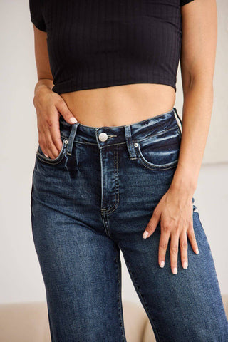 RFM Full Size Tummy Control High Waist Raw Hem Jeans - 1985 the VAULT Boutique