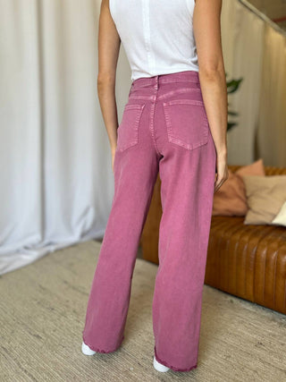 RFM Full Size High Rise Garment Dye Wide Leg Jeans - 1985 the VAULT Boutique