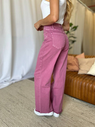 RFM Full Size High Rise Garment Dye Wide Leg Jeans - 1985 the VAULT Boutique