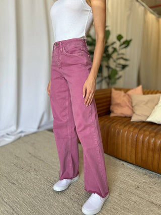 RFM Full Size High Rise Garment Dye Wide Leg Jeans - 1985 the VAULT Boutique