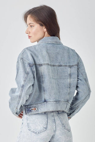 RISEN Full Size Button Down Cropped Denim Jacket - 1985 the VAULT Boutique