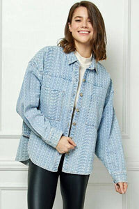 Veveret Button Up Dropped Shoulder Denim Top - 1985 the VAULT Boutique