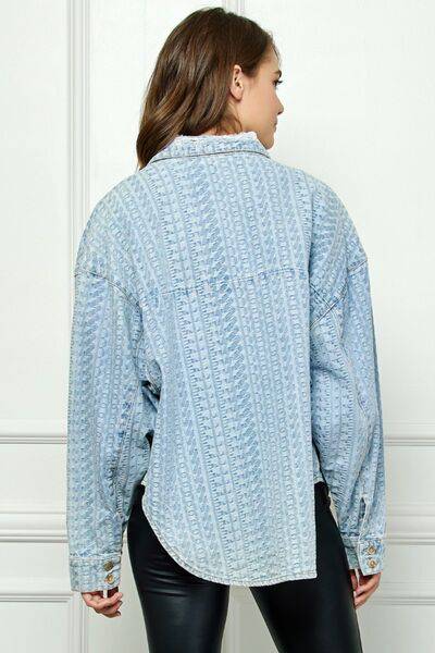 Veveret Button Up Dropped Shoulder Denim Top - 1985 the VAULT Boutique