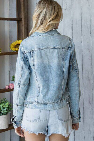 Veveret Distressed Button Up Denim Jacket - 1985 the VAULT Boutique