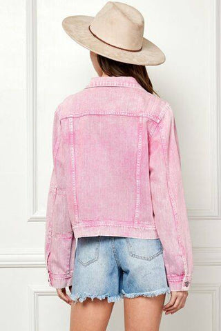 Veveret Button Up Cropped Denim Jacket - 1985 the VAULT Boutique