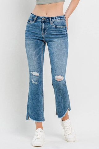 Vervet by Flying Monkey Full Size Mid Rise Distressed Cropped Flare Jeans - 1985 the VAULT Boutique