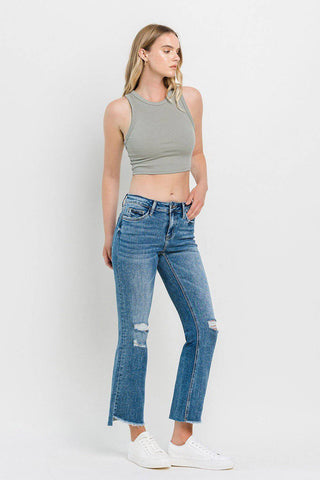 Vervet by Flying Monkey Full Size Mid Rise Distressed Cropped Flare Jeans - 1985 the VAULT Boutique