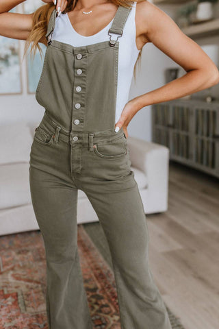 Olivia Control Top Release Hem Overalls in Olive - 1985 the VAULT Boutique