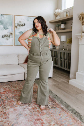 Olivia Control Top Release Hem Overalls in Olive - 1985 the VAULT Boutique