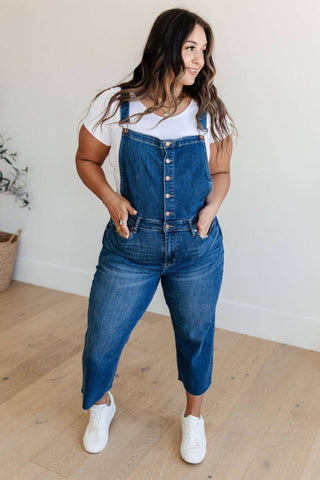 Priscilla High Rise Crop Wide Leg Denim Overalls - 1985 the VAULT Boutique