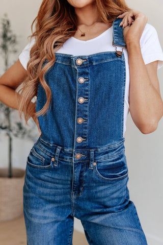 Priscilla High Rise Crop Wide Leg Denim Overalls - 1985 the VAULT Boutique