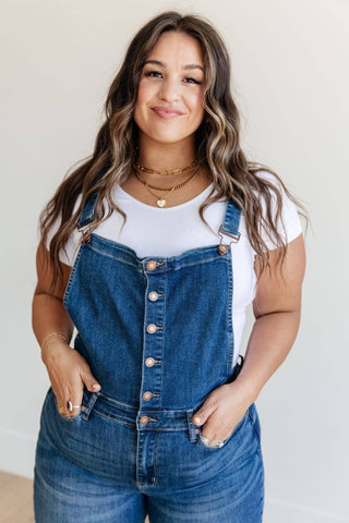 Priscilla High Rise Crop Wide Leg Denim Overalls - 1985 the VAULT Boutique