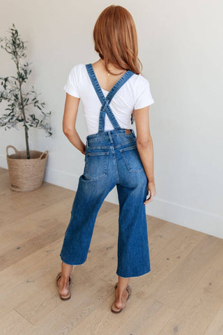 Priscilla High Rise Crop Wide Leg Denim Overalls - 1985 the VAULT Boutique