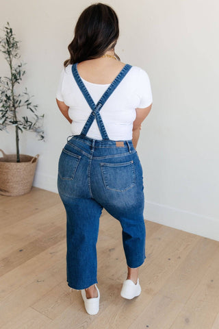 Priscilla High Rise Crop Wide Leg Denim Overalls - 1985 the VAULT Boutique