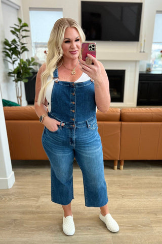 Priscilla High Rise Crop Wide Leg Denim Overalls - 1985 the VAULT Boutique