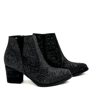 Shine Star Rhinestone Bootie in Black - 1985 the VAULT Boutique