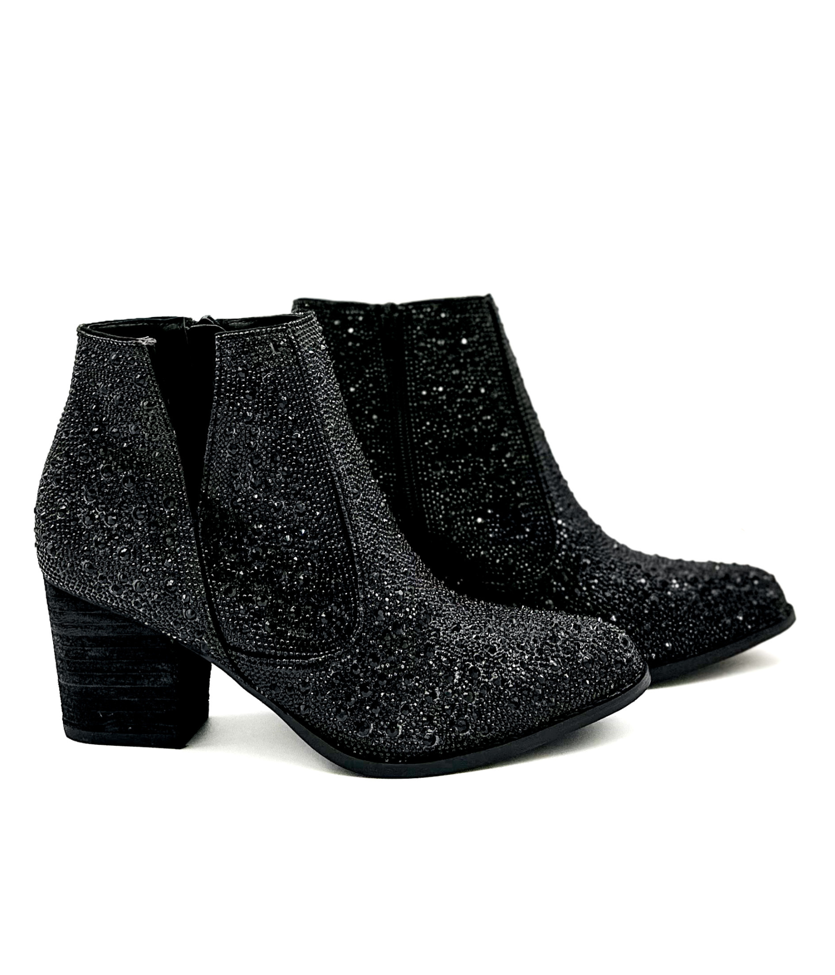 Shine Star Rhinestone Bootie in Black - 1985 the VAULT Boutique